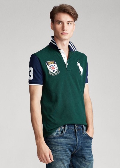 Camisa Polo Polo Ralph Lauren Hombre Verdes / Azul Marino - Rowing-Crest Big Pony - YQCMN0957